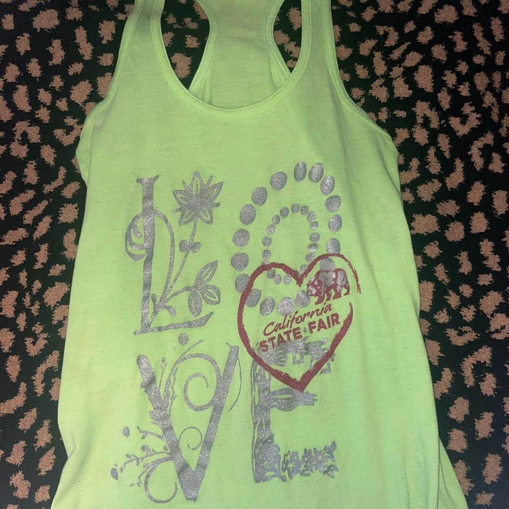 SOLD!! Green and silver graphic tank top